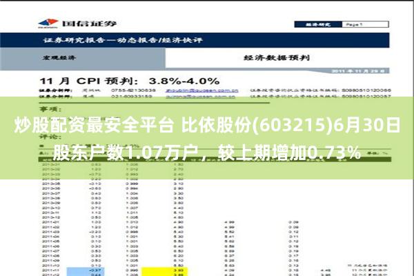 炒股配资最安全平台 比依股份(603215)6月30日股东户数1.07万户，较上期增加0.73%