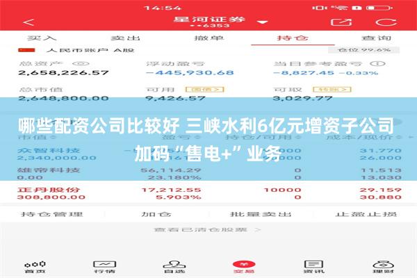 哪些配资公司比较好 三峡水利6亿元增资子公司 加码“售电+”业务